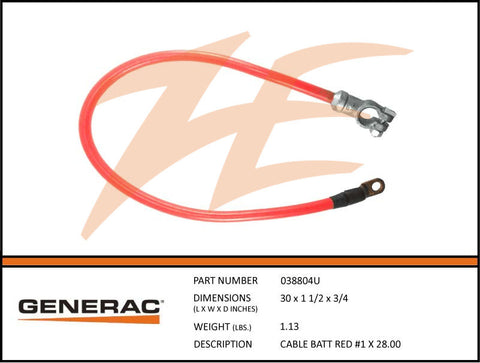 CABLE BATT RED #1 X 28.00