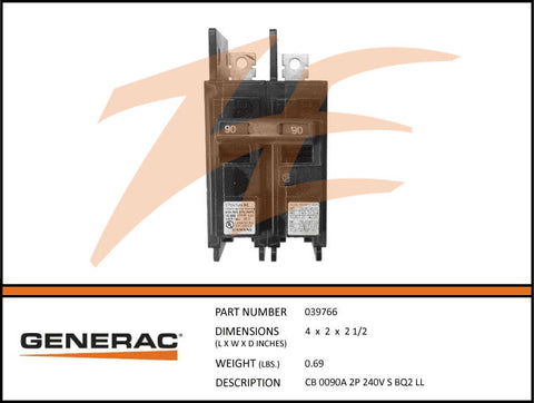 CB 0090A 2P 240V S BQ2 LL