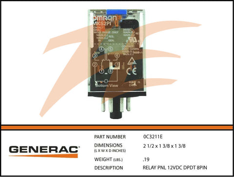 RELAY PIN 12VDC DPDT 8PIN