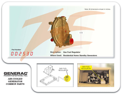 Generac 0D2530 Fuel Regulator (Old Style Air Cooled)