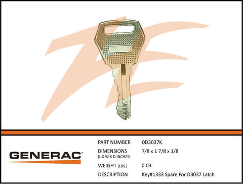 Generac 0D3037K Key