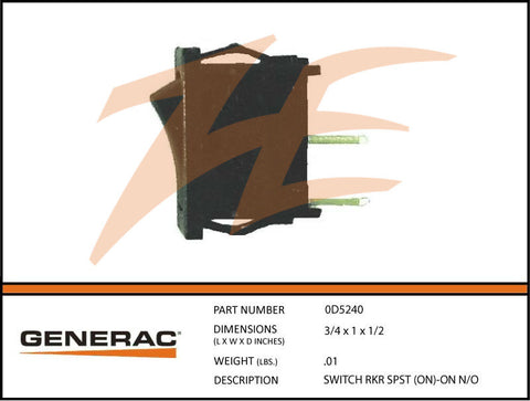 Generac 0D5240 Exercise Switch SPST Normally Open