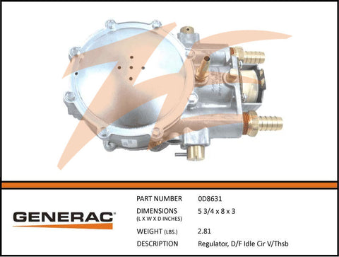 Generac 0D8631 Fuel Regulator D/F Idle Cir