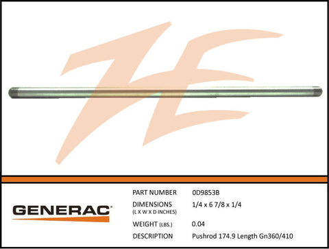 Generac 0D9853B Pushrod 174.90 Length GN360/410