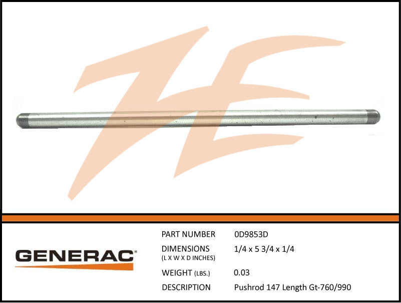 Generac 0D9853D Pushrod 147.0 Length GN760/990