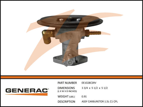 Generac 0E1028CSRV Carburetor Assembly 1.5L C1