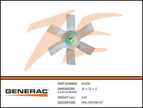 Generac 0E1936 Cooling Fan 15"