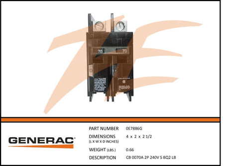 CB 0070A 2P 240V S BQ2 LB