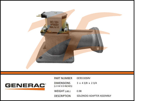 Generac 0E95330SRV Fuel Solenoid Adapter Assembly