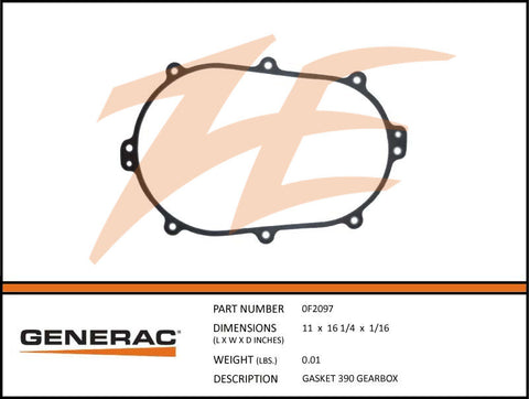 Generac 0F2097 Gasket 390 Gearbox