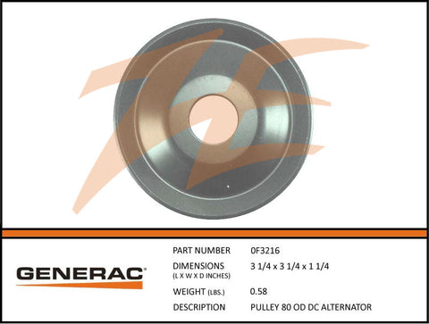 PULLEY 80 OD DC ALTERNATOR