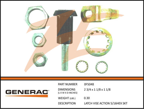 Generac 0F5048 Vice Action Latch 5/16 Hex Key