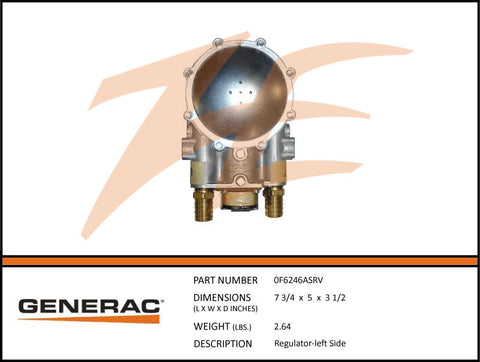 Generac 0F6246ASRV Fuel Regulator Assembly Left Side