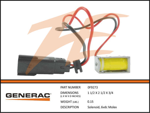 Generac 0F9273 6VDC Molex Choke Solenoid