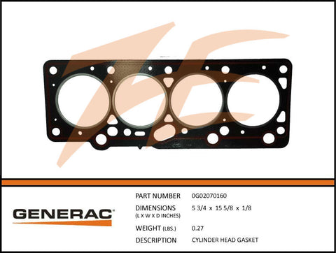 Generac 0G02070160 Cylinder Head Gasket 1.6L