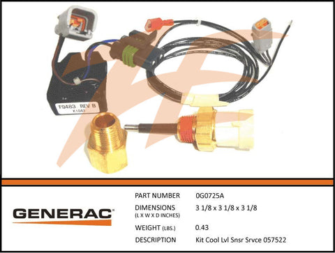 Generac 0G0725A Coolant Level Sensor Kit (Replaced 057522)