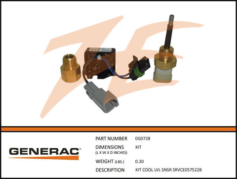 Generac 0G0728 Coolant Level Sensor Kit (Replaced 057522B)