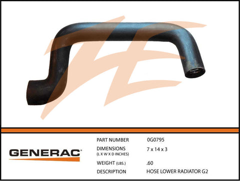 Generac 0G0795 Lower Radiator Hose