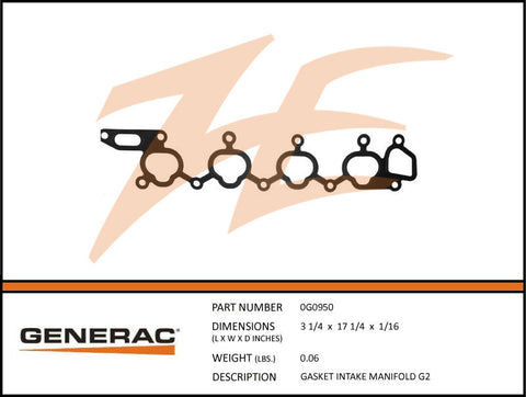 Generac 0G0950 Intake Manifold Gasket