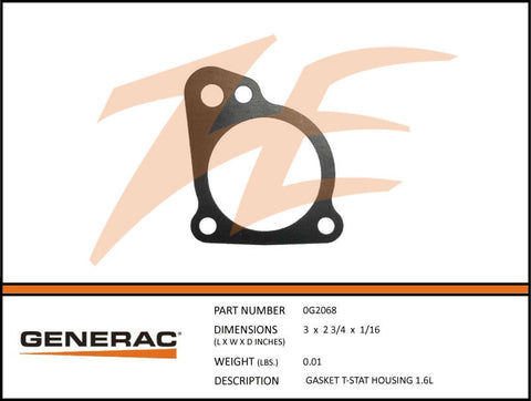 Generac 0G2068 Thermostat Housing Gasket 1.6L