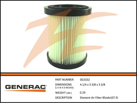 Generac 0G3332 Air Filter Element