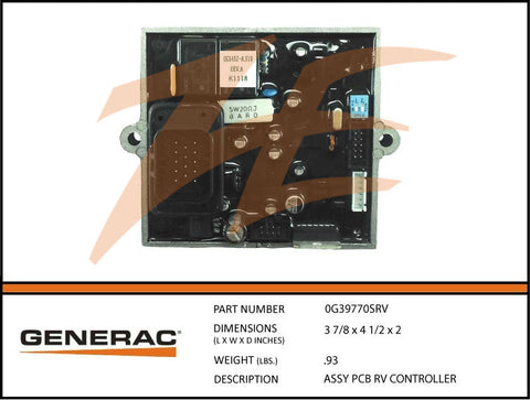 Generac 0G39770SRV PCB RV Controller Assembly