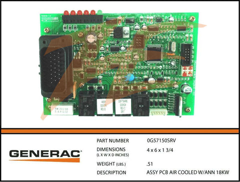 Generac 0G57150SRV/0G5715 PCB Air Cooled w/ann 18kW