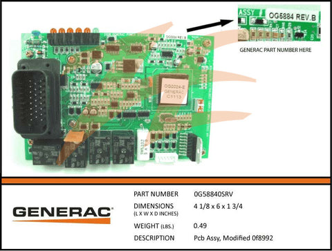 Generac 0G5884S 60Hz Printed Circuit Board