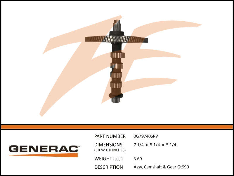 Generac 0G79740SRV Camshaft and Gear Assembly GT999