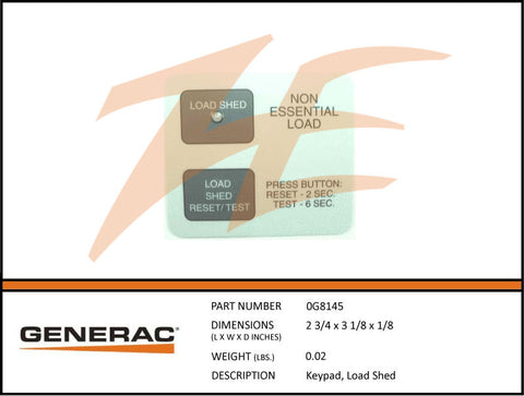 Generac 0G8145 Load Shed Keypad