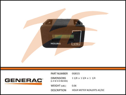 Generac 0G8321 Hourmeter w/Alerts AC/DC