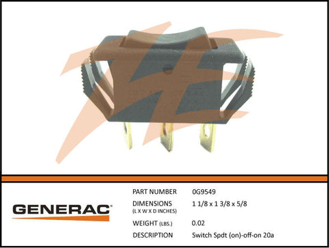 Generac 0G9549 SPDT Switch On-Off-On 20A