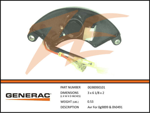 Generac 0G98990101 Voltage Regulator For 0G9899 & 0H0491