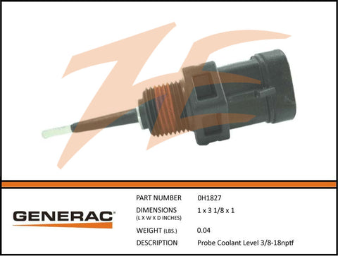 Generac 0H1827 Coolant Level Probe